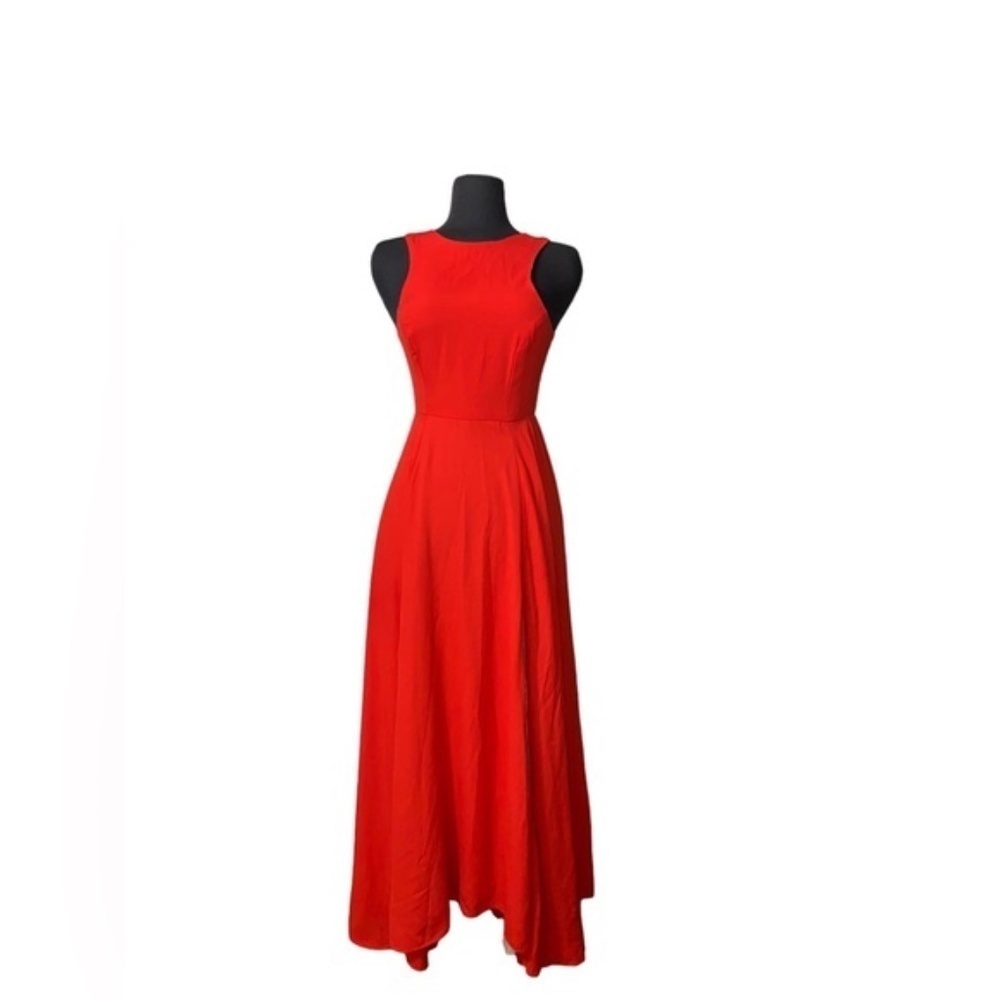 NAVEN - Halter Sleeveless Red Maxi Dress in XS